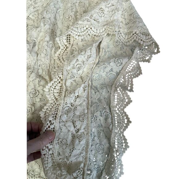 Flying Tomato Ivory Beige Lace Boho Top Size M - Picture 7 of 10